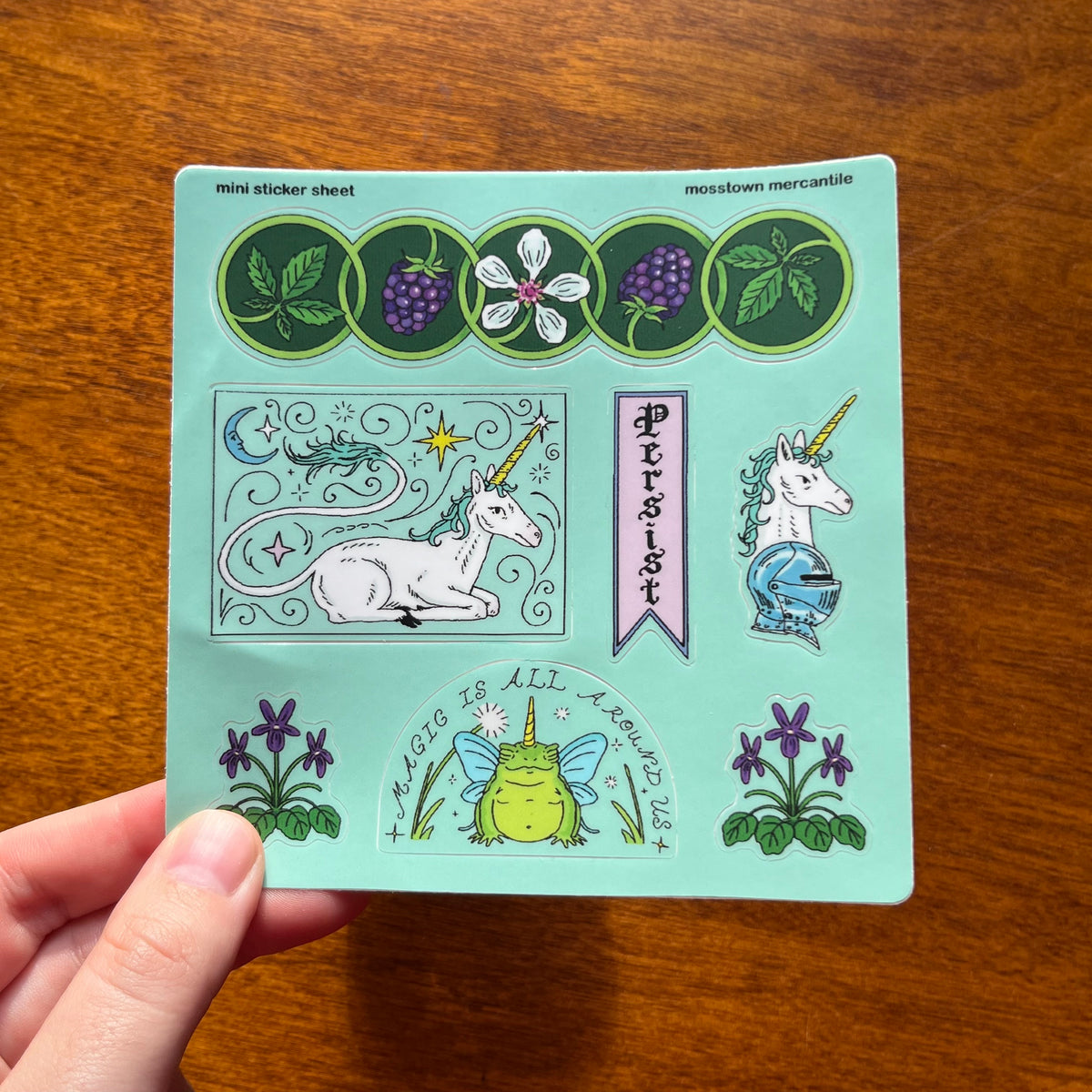 Unicorn in the Brambles Mini Sticker Sheet