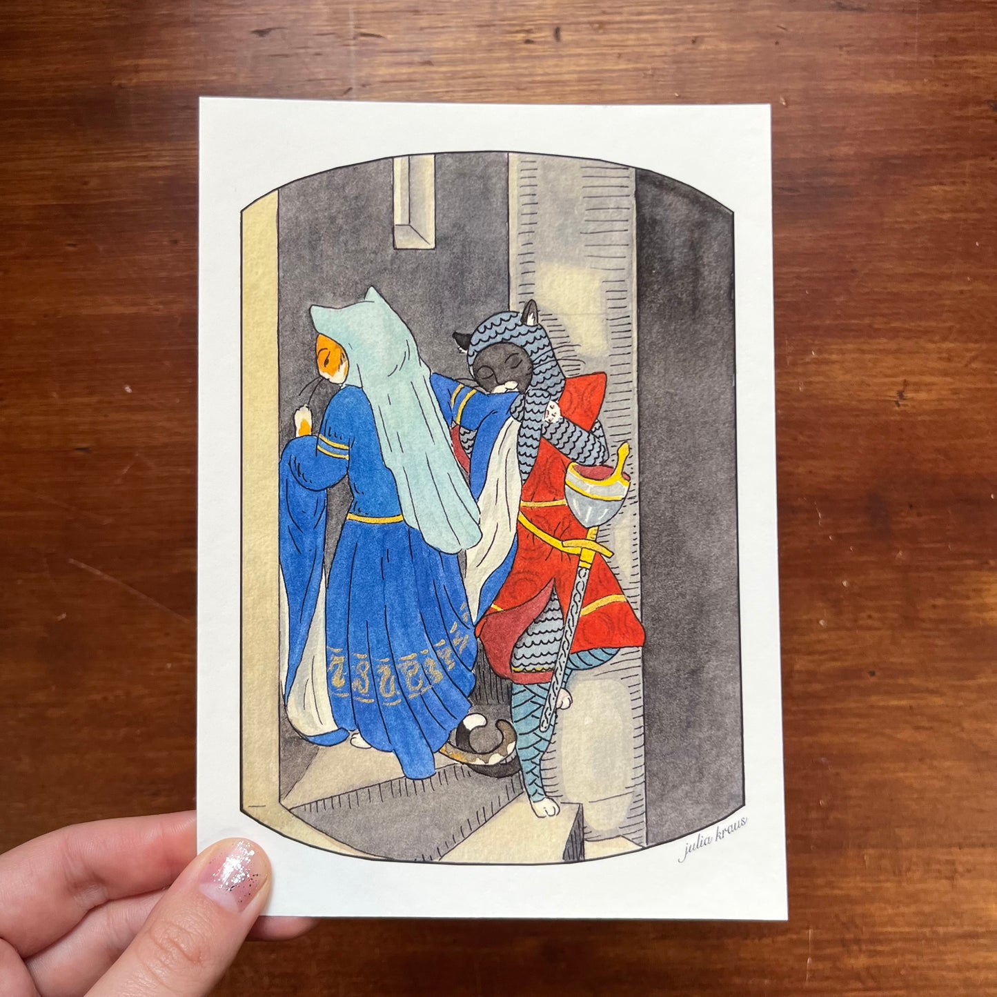Meeting on the Purret Stairs Art Print
