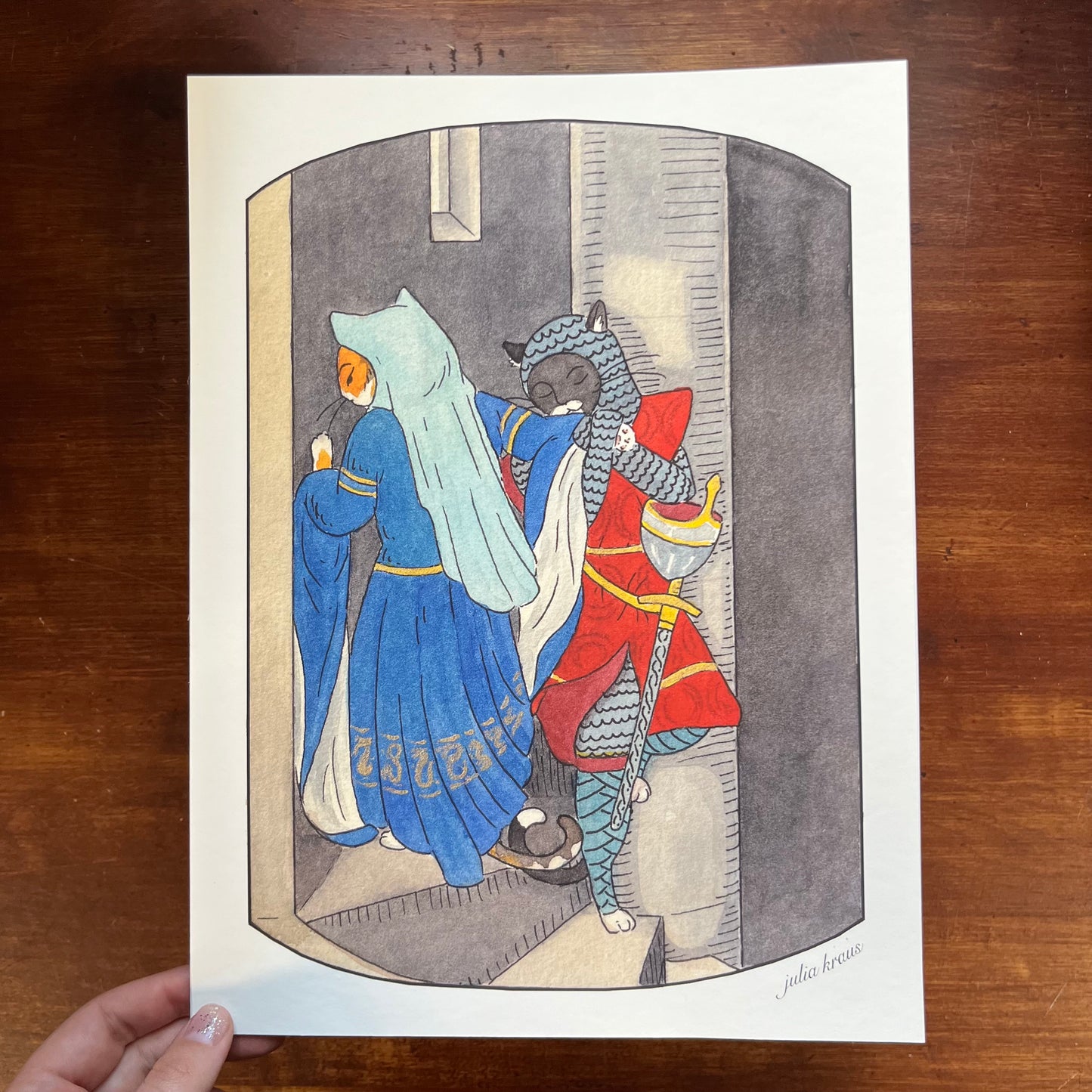 Meeting on the Purret Stairs Art Print