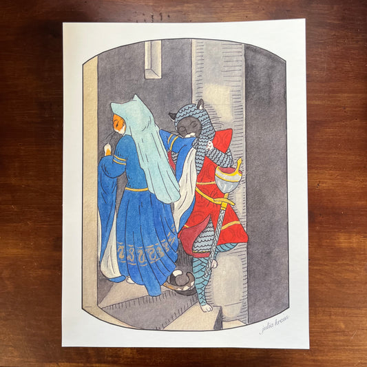 Meeting on the Purret Stairs Art Print