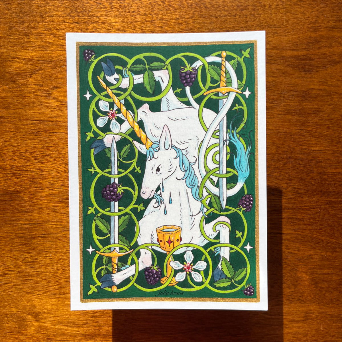 The Unicorn in the Brambles Postcard Print