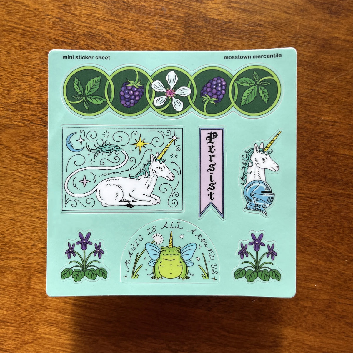 Unicorn in the Brambles Mini Sticker Sheet