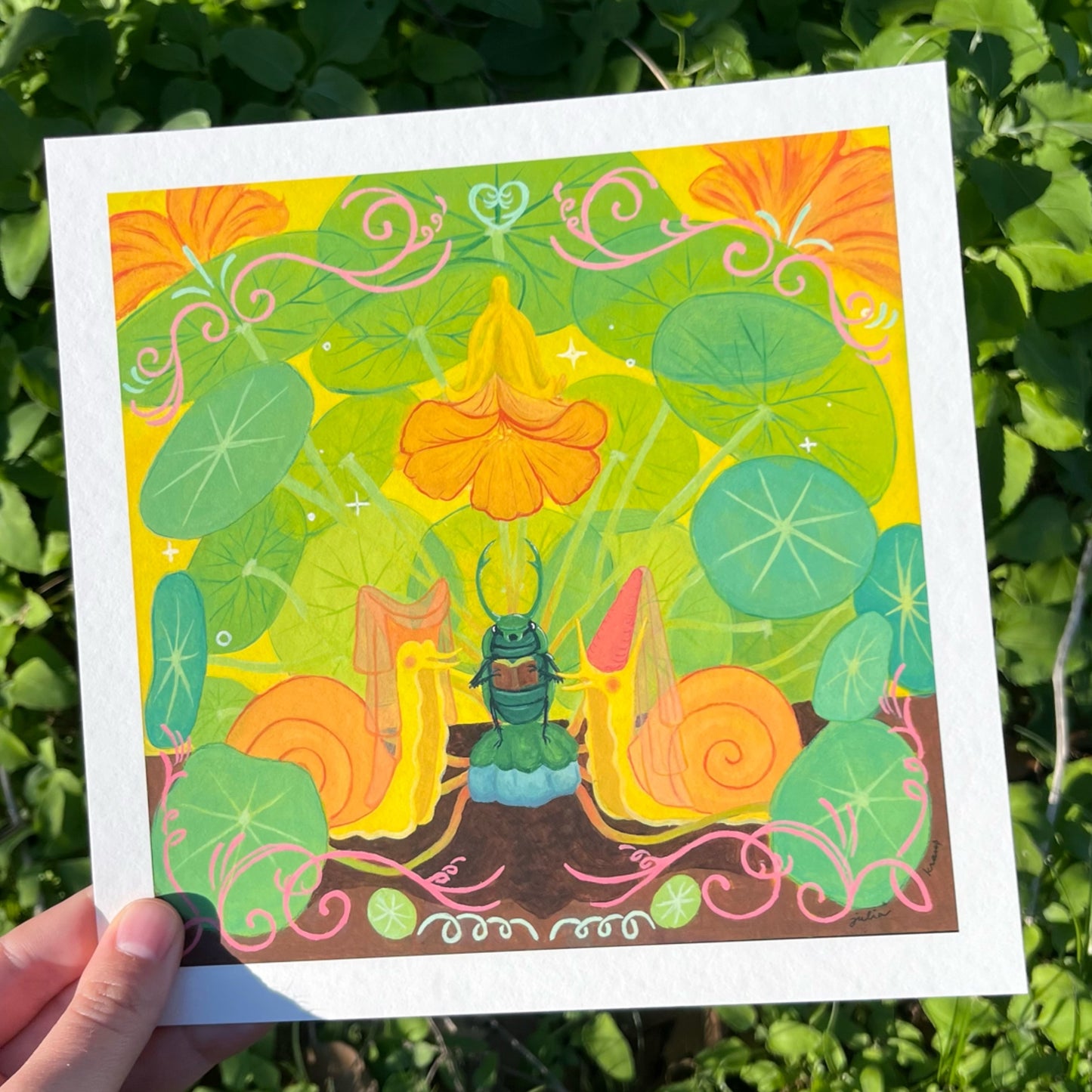Under the Nasturtiums Art Print