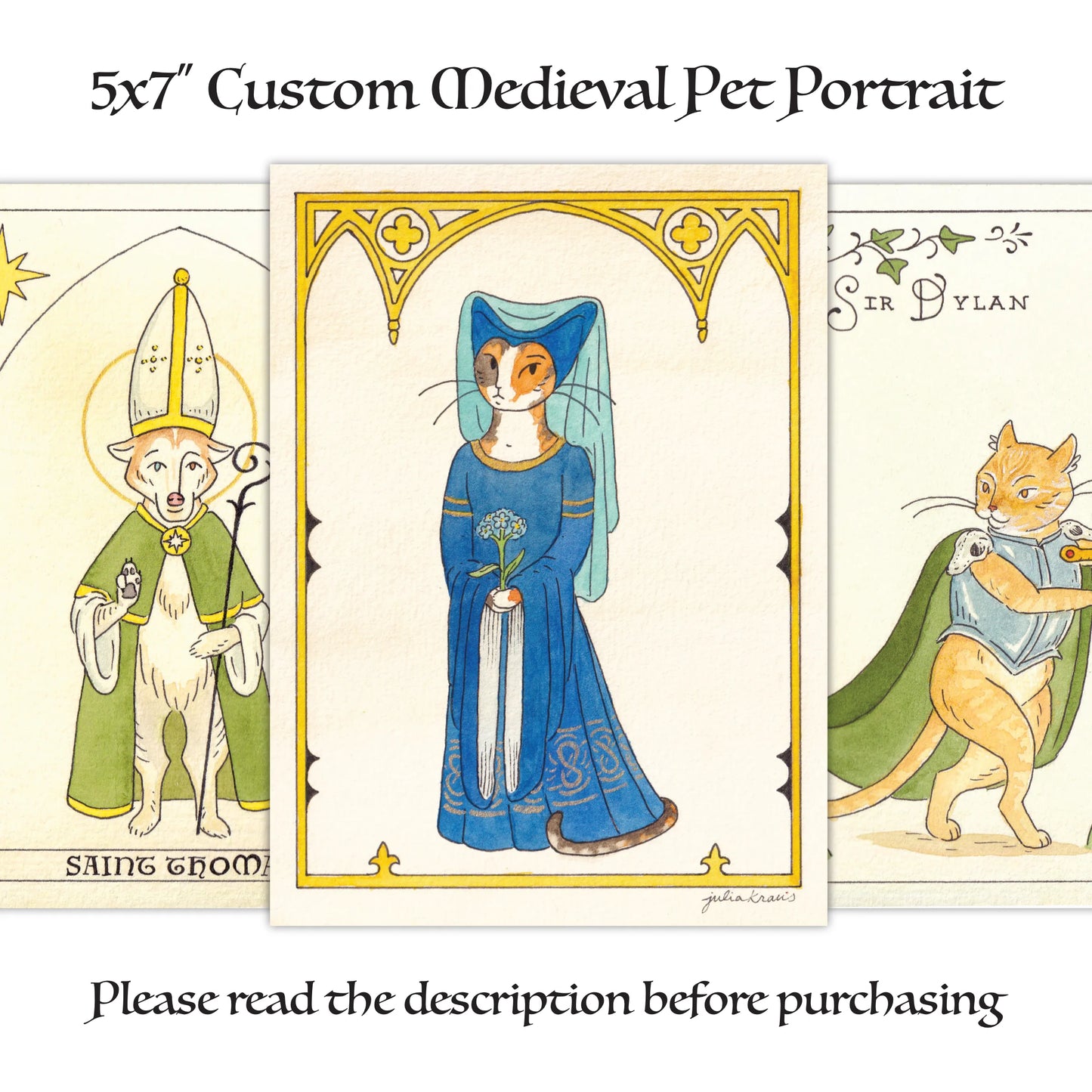Custom Medieval Pet Portrait